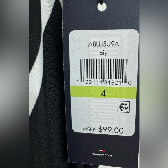 NWT Tommy Hilfiger black & white patterned sleeveless sheath, tunic style dress - Picture 8 of 11